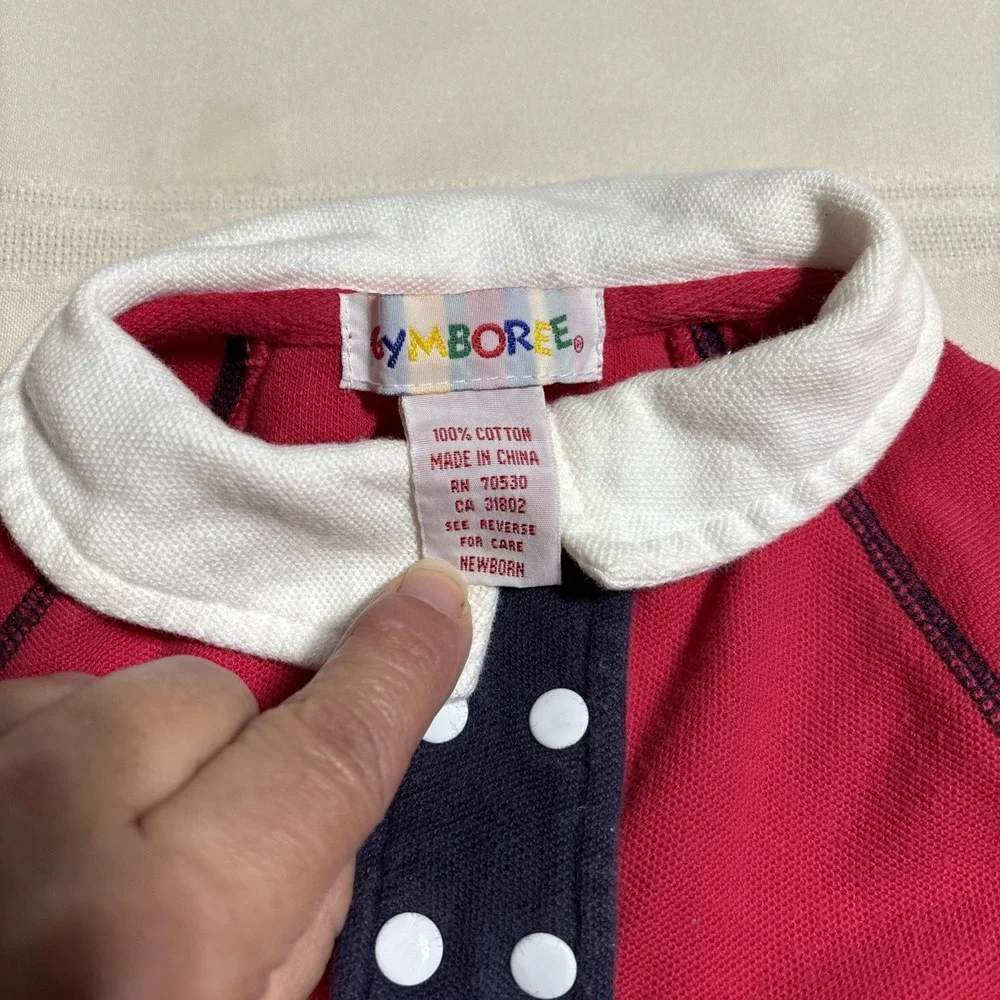 VINTAGE Gymboree Red Baby Dress Long Sleeve Sailor Nautical Cotton Newborn‎